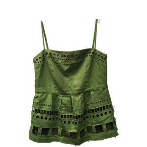 Maeve Green Peplum Spaghetti Strap Blouse